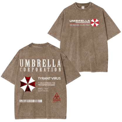 Resident Evil Umbrella Corporation Printed Unisex Washed T-Shirt