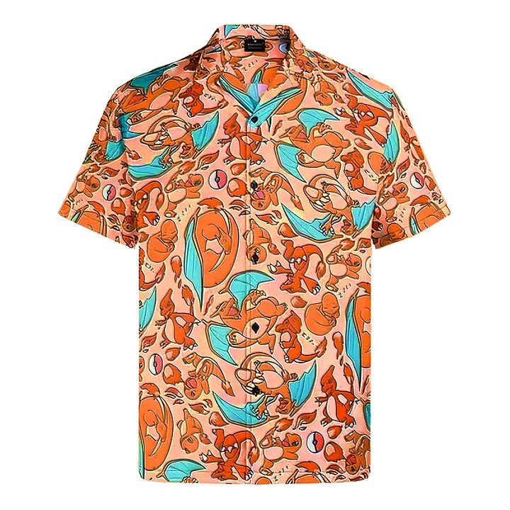 Charmander Hawaiian Button-Up Men's Shirt