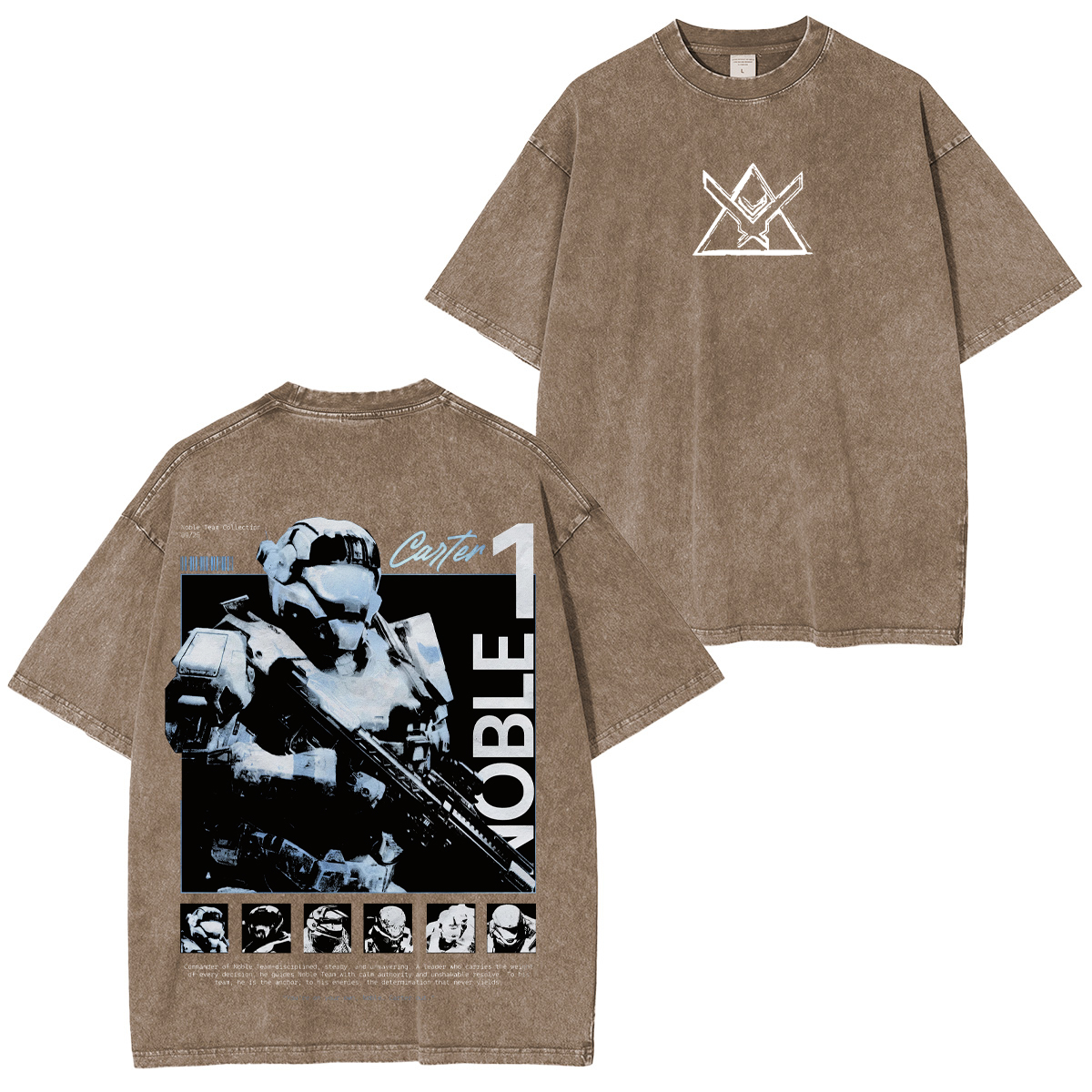 Halo Reach Noble Team Printed Unisex Washed T-Shirt