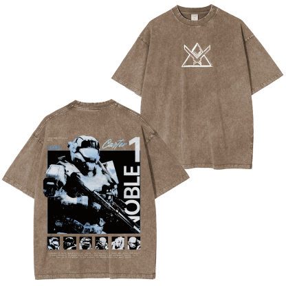 Halo Reach Noble Team Printed Unisex Washed T-Shirt