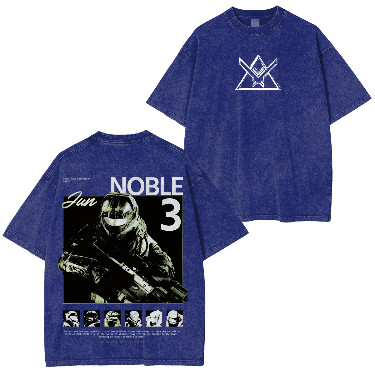 Halo Reach Noble Team Printed Unisex Washed T-Shirt
