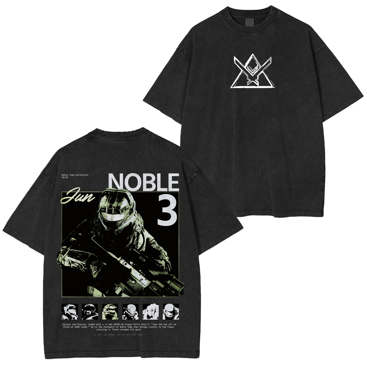 Halo Reach Noble Team Printed Unisex Washed T-Shirt