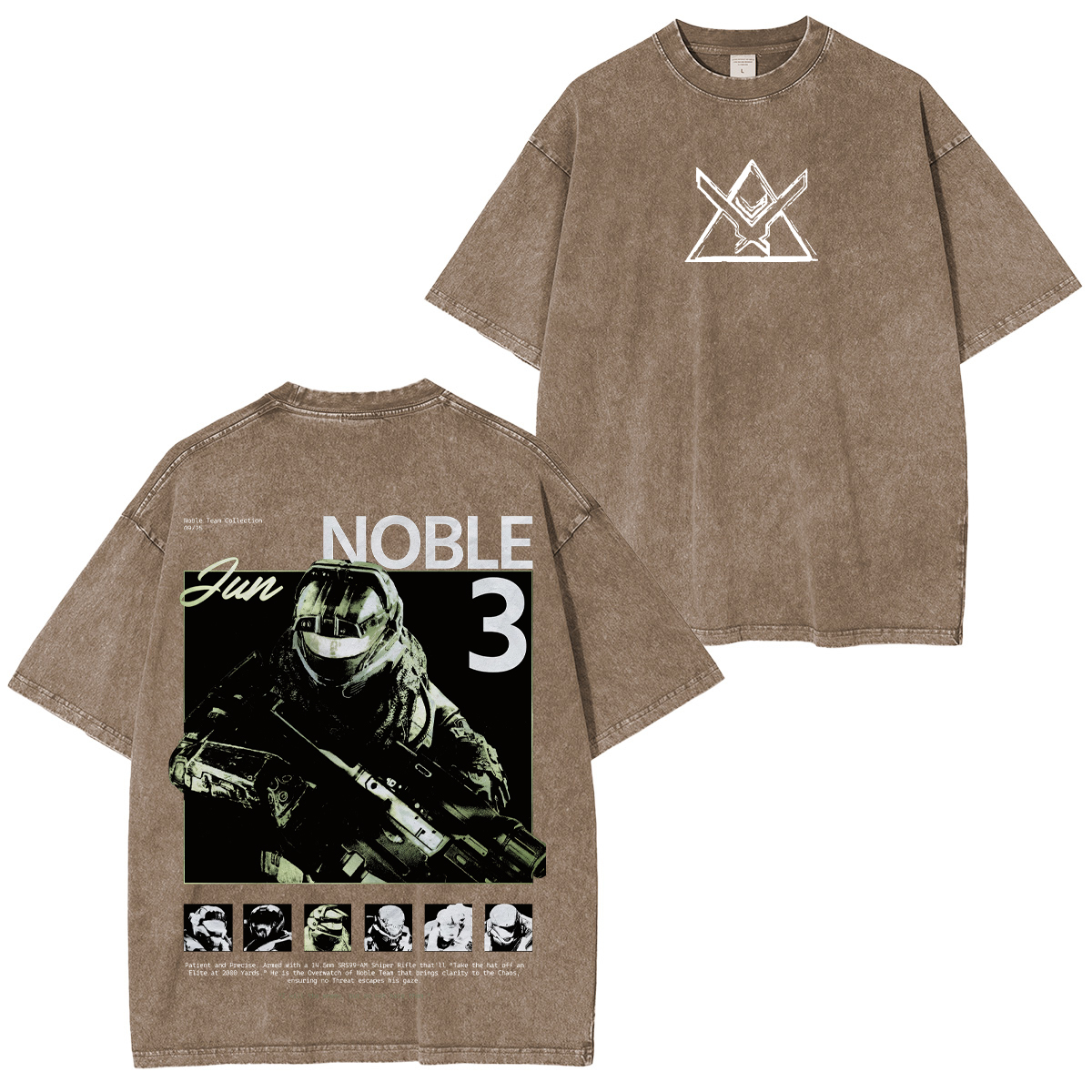 Halo Reach Noble Team Printed Unisex Washed T-Shirt