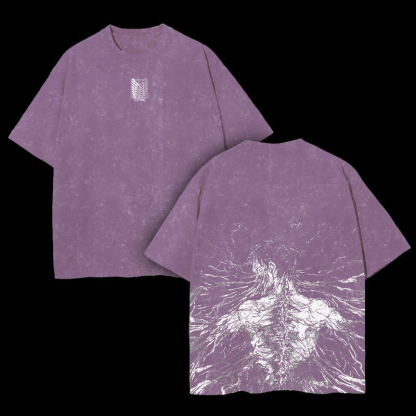 Retro Eren Yeager Attack On Titan Oversize Washed T-Shirt- Unisex