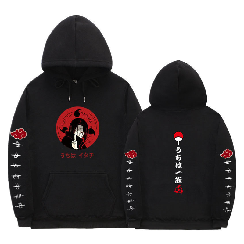 Naruto Akatsuki Uchiha Itachi Printed Washed Hoodie- Unisex