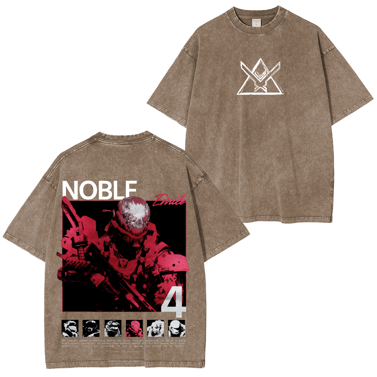 Halo Reach Noble Team Printed Unisex Washed T-Shirt