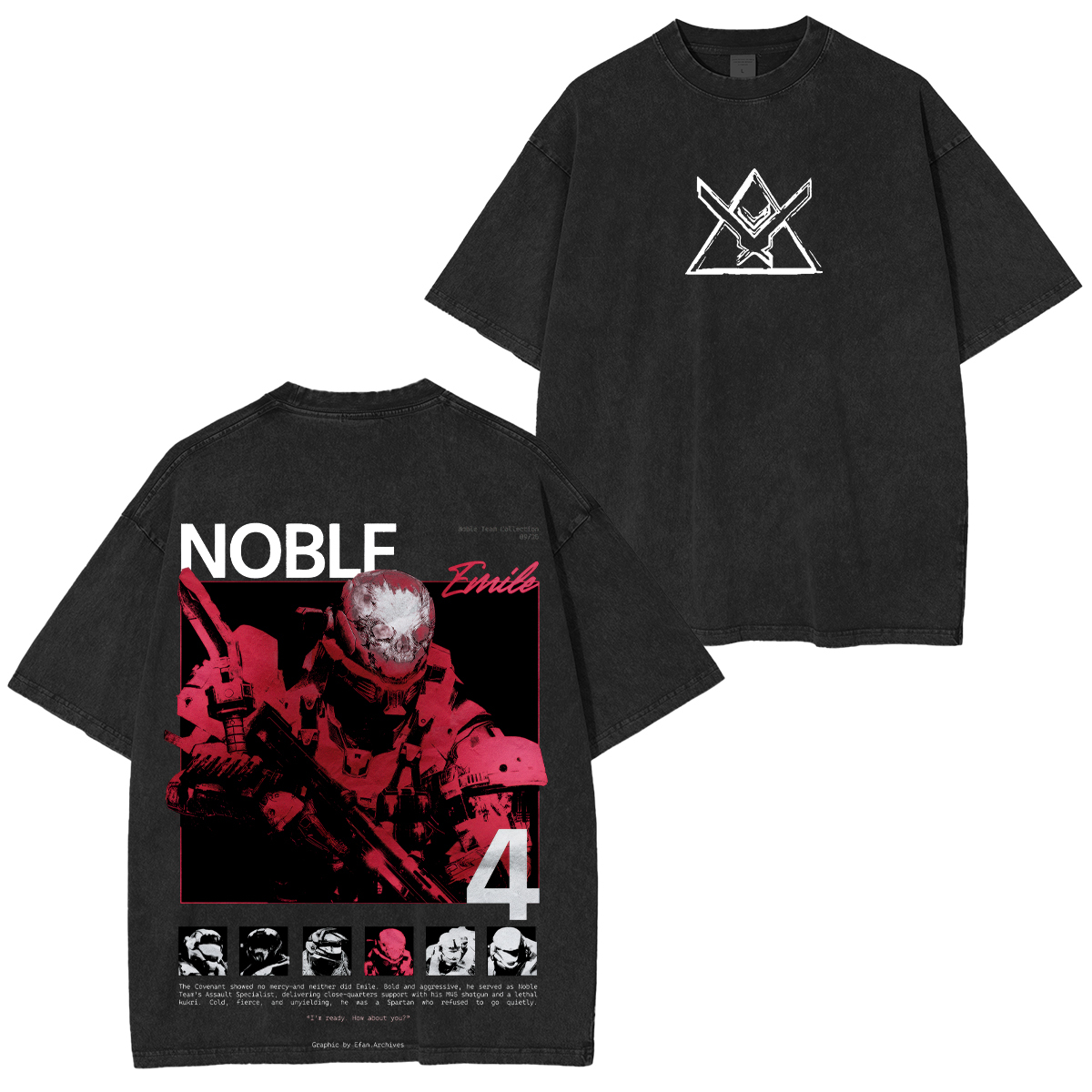 Halo Reach Noble Team Printed Unisex Washed T-Shirt