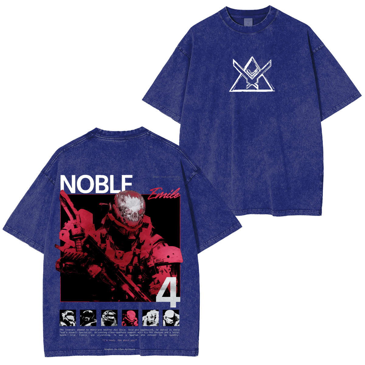 Halo Reach Noble Team Printed Unisex Washed T-Shirt