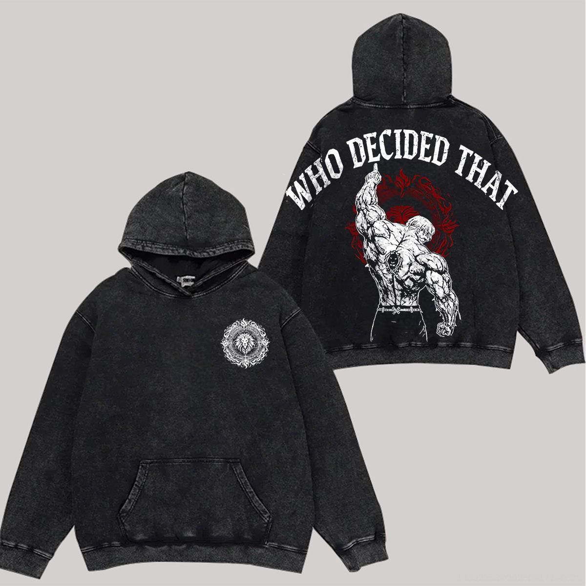 The Seven Deadly Sins Escanor Printed Unisex Washed Hoodie