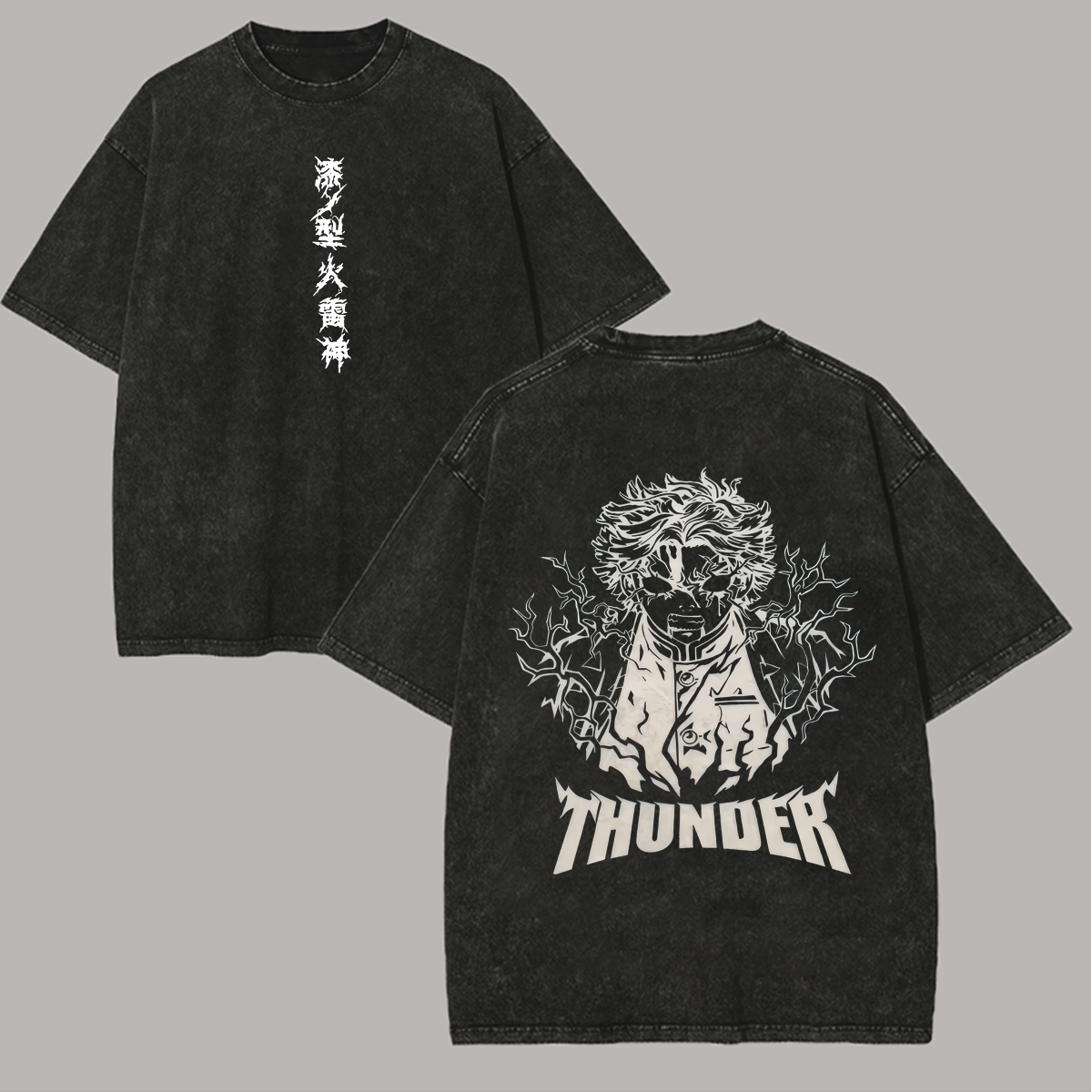 Thunder Printed Unisex Washed T-Shirt