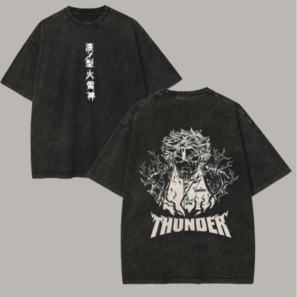 Thunder Printed Unisex Washed T-Shirt