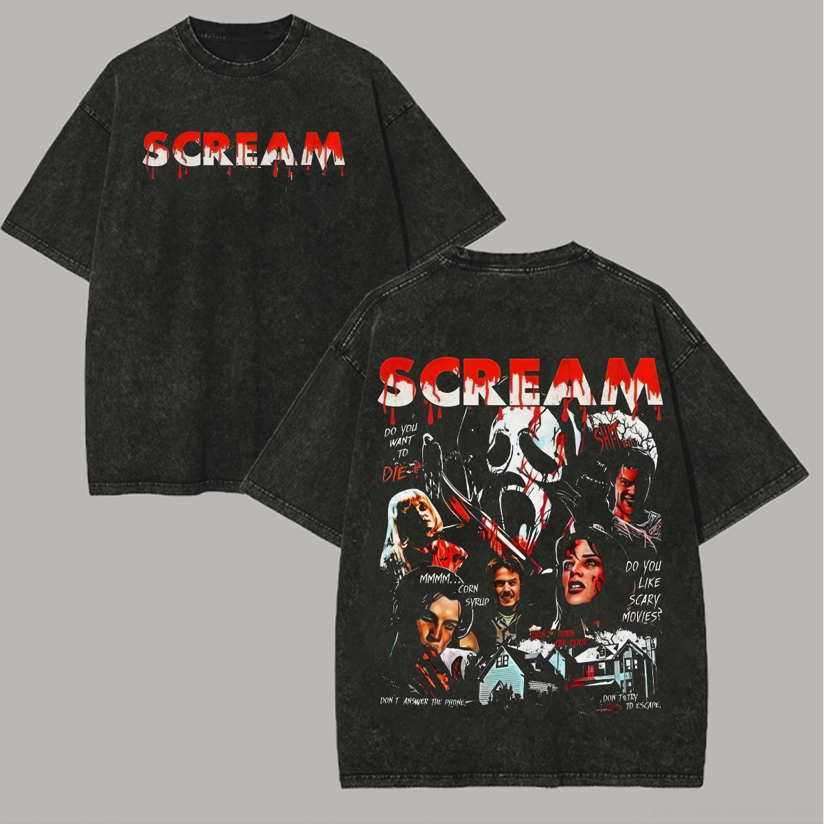 Scream Printed Unisex Washed T-Shirt
