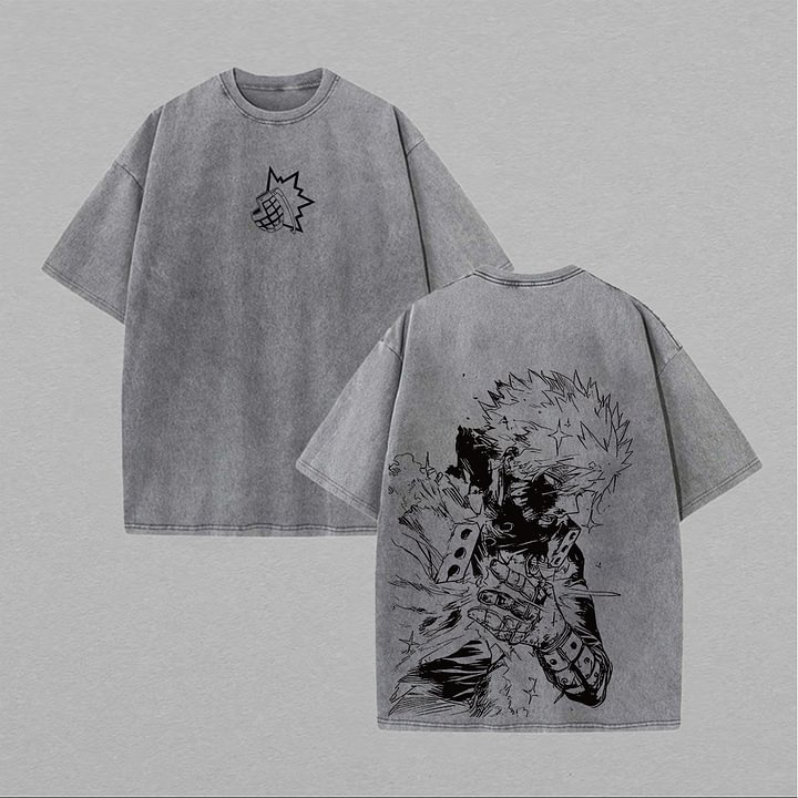 Katsuki Bakugo Printed Unisex Washed T-Shirt