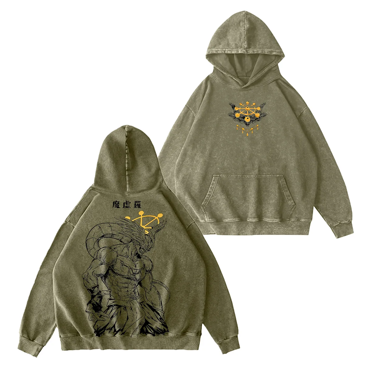 Jujutsu Kaisen Mahoraga Printed Unisex Washed T-Shirt