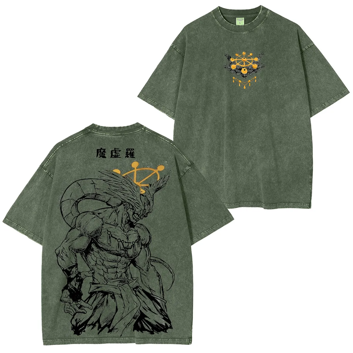 Jujutsu Kaisen Mahoraga Printed Unisex Washed T-Shirt