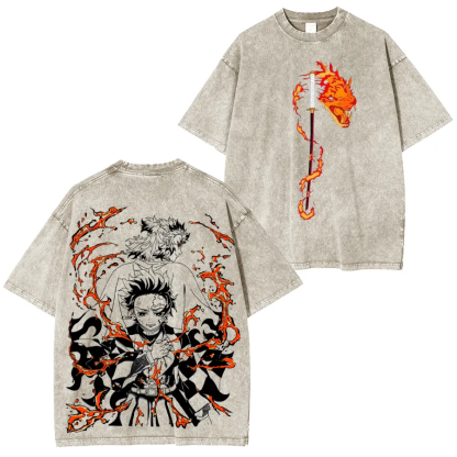 Demon Slayer Rengoku’s flame never dies Unisex Washed T-Shirt