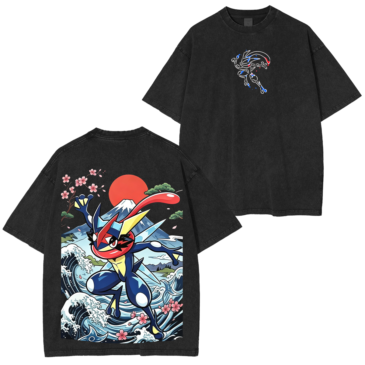 Pokémon Greninja Printed Unisex Washed T-Shirt