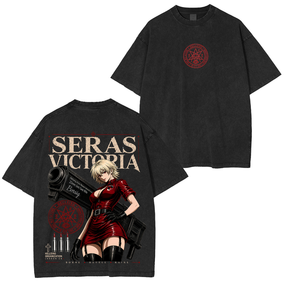 Hellsing Seras Victoria Printed Unisex Washed T-Shirt