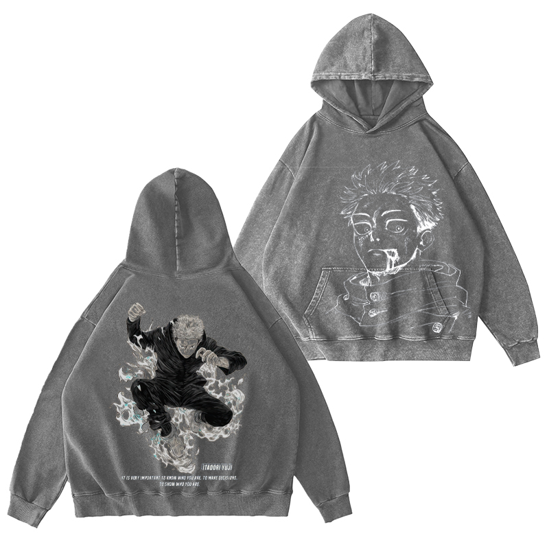 Jujutsu Kaisen Yuji Itadori Unisex Washed Hoodie
