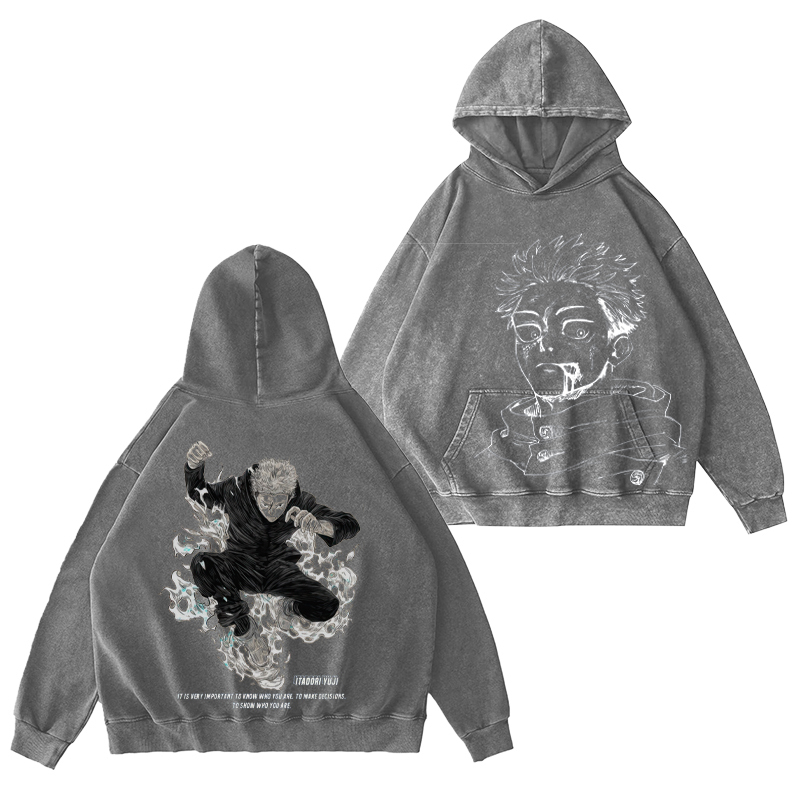 Jujutsu Kaisen Yuji Itadori Unisex Washed Hoodie