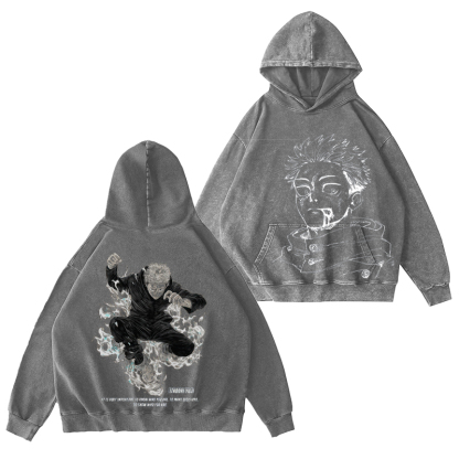 Jujutsu Kaisen Yuji Itadori Unisex Washed Hoodie