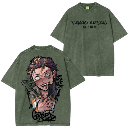 Re:Zero Subaru Natsuki Printed Unisex Washed T-Shirt