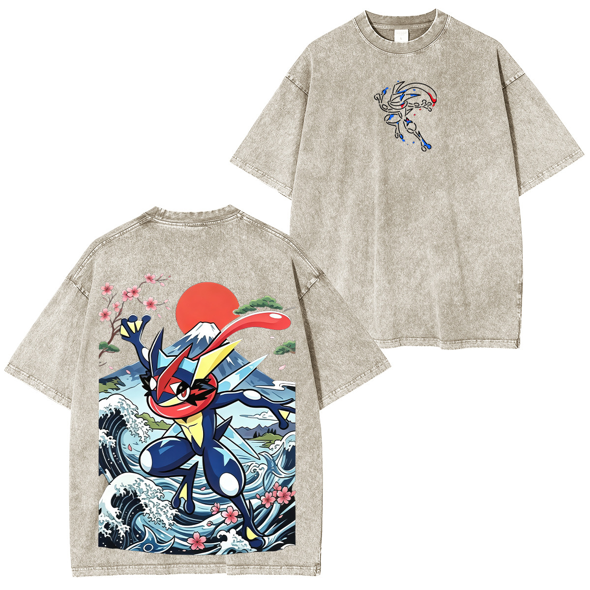 Pokémon Greninja Printed Unisex Washed T-Shirt