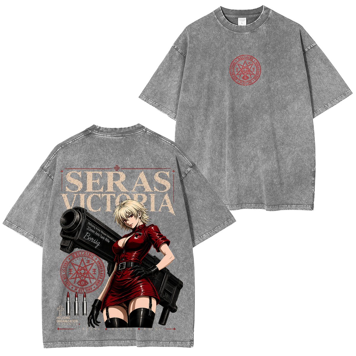 Hellsing Seras Victoria Printed Unisex Washed T-Shirt