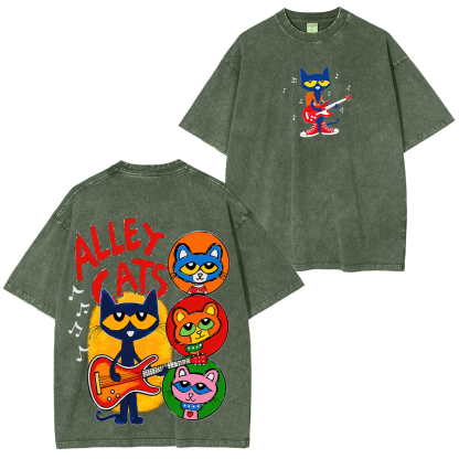 Pete the Cat Printed Unisex Washed T-Shirt