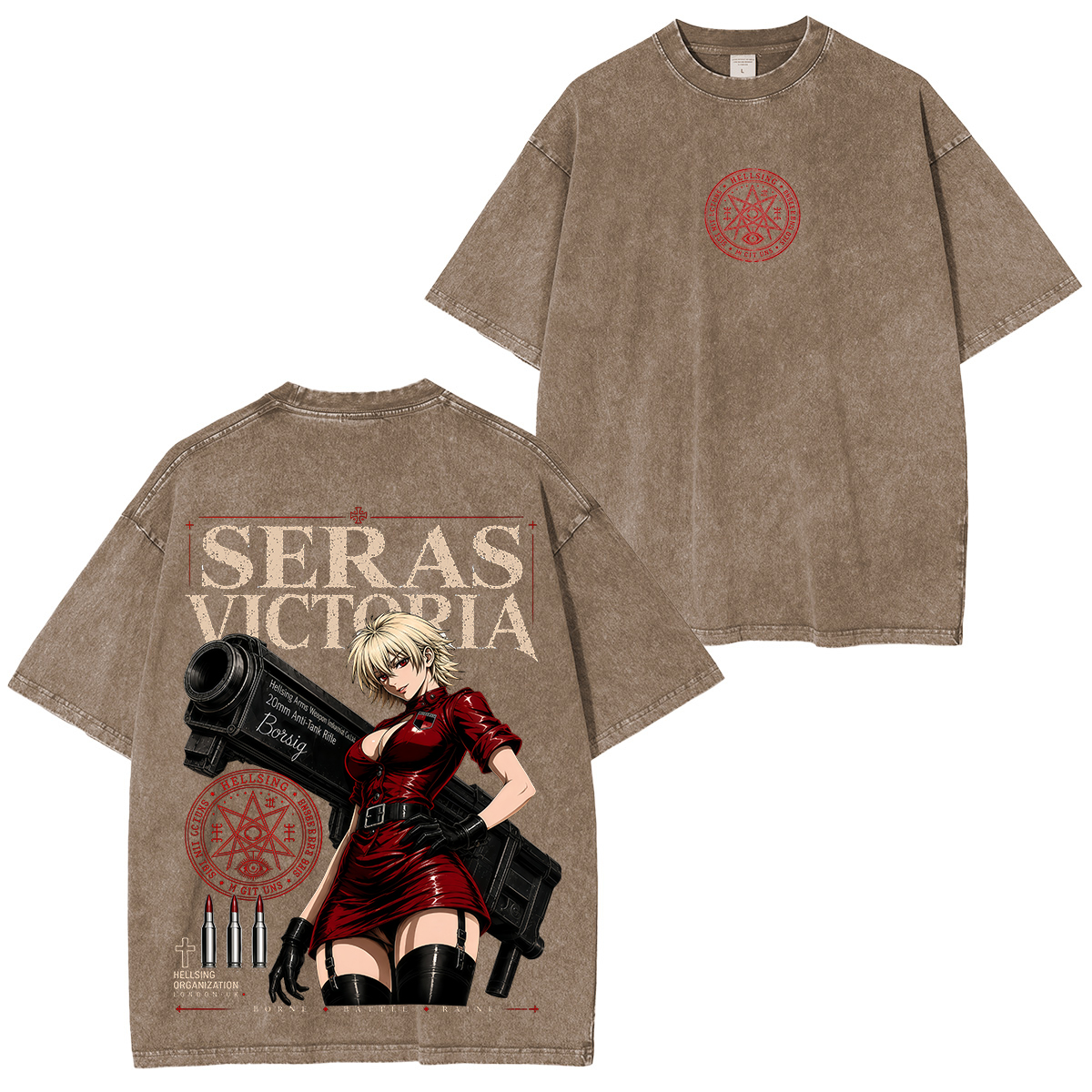 Hellsing Seras Victoria Printed Unisex Washed T-Shirt