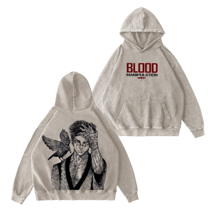 Jujutsu Kaisen Blood Manipulation Unisex Washed Hoodie