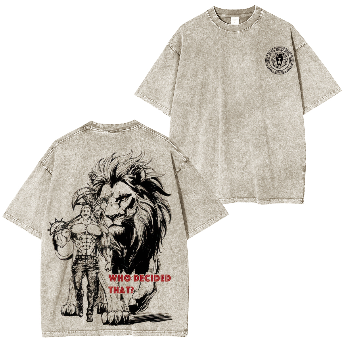 Seven deadly sins Escanor Printed Unisex Washed T-Shirt