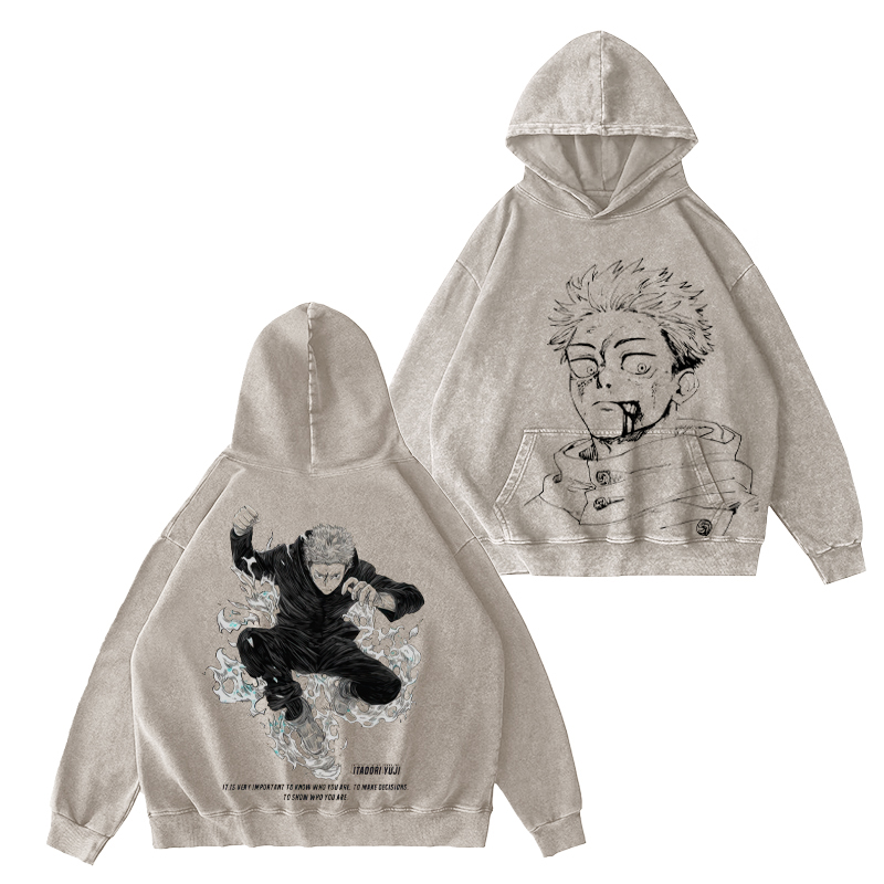 Jujutsu Kaisen Yuji Itadori Unisex Washed Hoodie