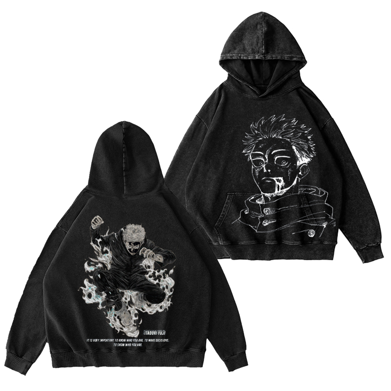 Jujutsu Kaisen Yuji Itadori Unisex Washed Hoodie