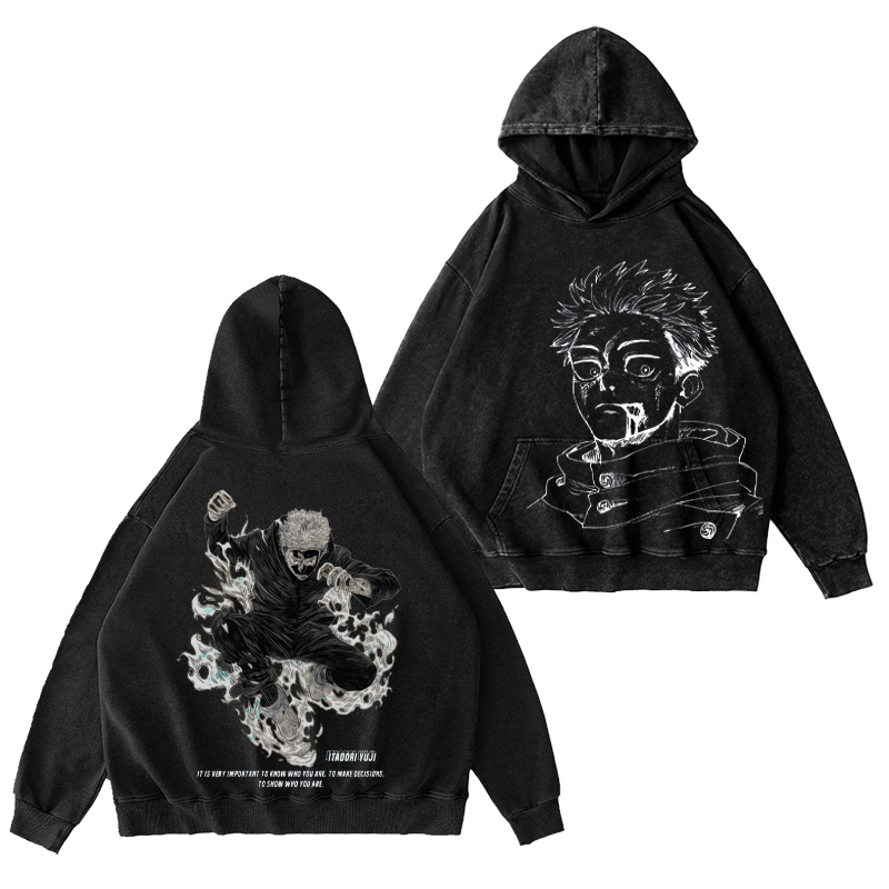 Jujutsu Kaisen Yuji Itadori Unisex Washed Hoodie