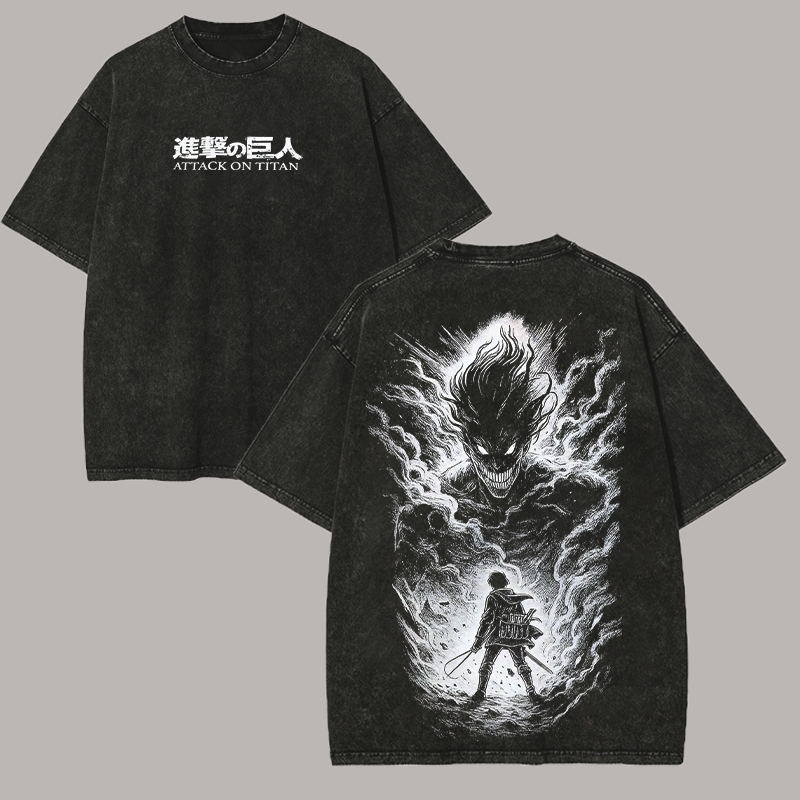 Attack on Titan Printed Unisex Washed T-Shirt
