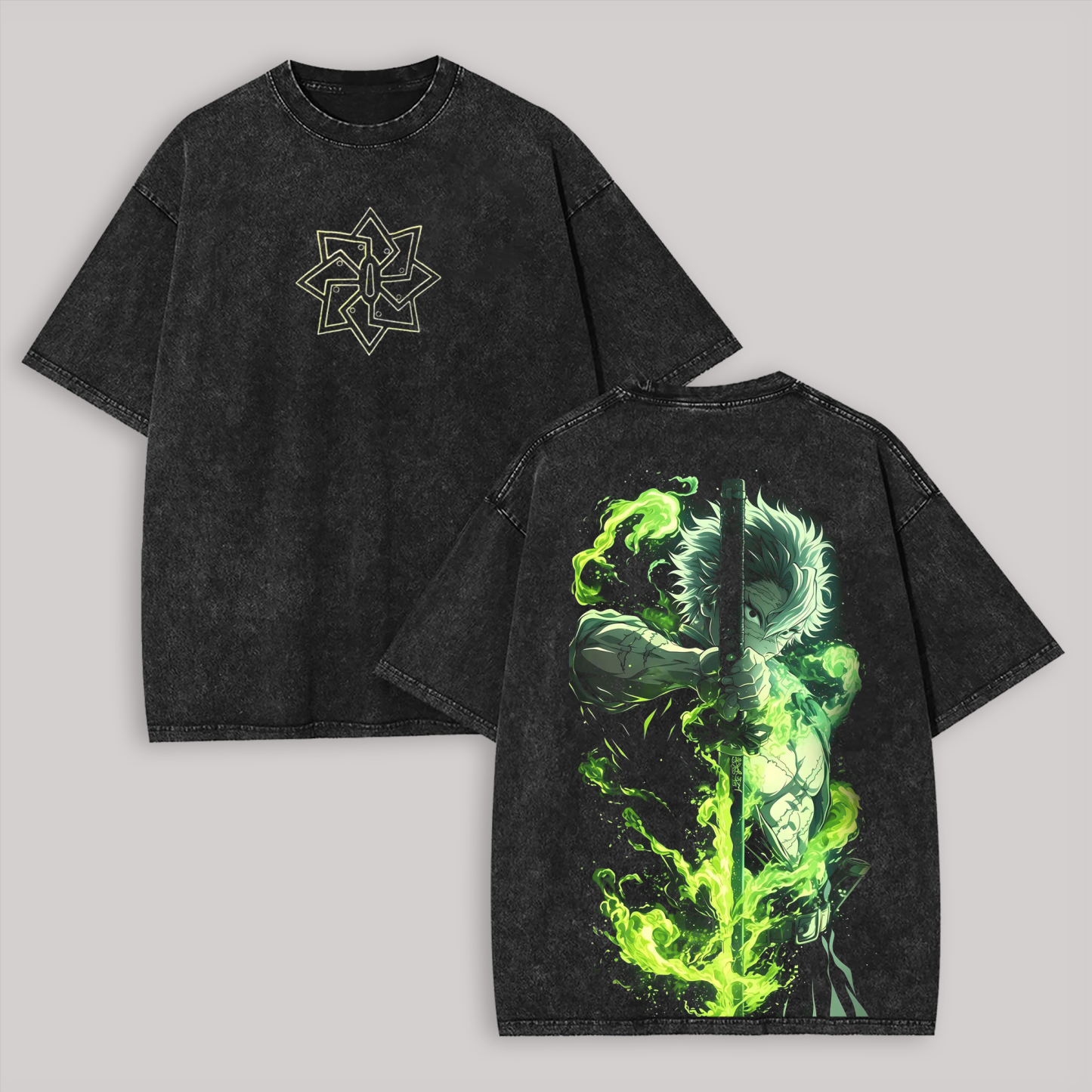 Demon Slayer Sanemi Shinazugawa Printed Unisex Washed T-Shirt