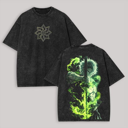 Demon Slayer Sanemi Shinazugawa Printed Unisex Washed T-Shirt