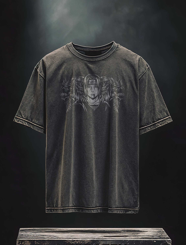 Itachi Illusion Vintage Printed Men's Washed T-Shirt