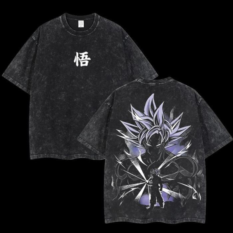 Retro Son Goku Dragon Ball Anime Oversize Washed T-Shirt- Unisex