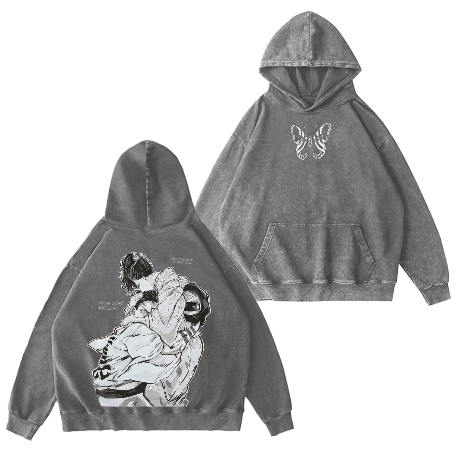 Demon Slayer Akaza & koyuki-Unisex Washed Men's Hoodie