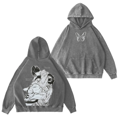 Demon Slayer Akaza & koyuki-Unisex Washed Men's Hoodie