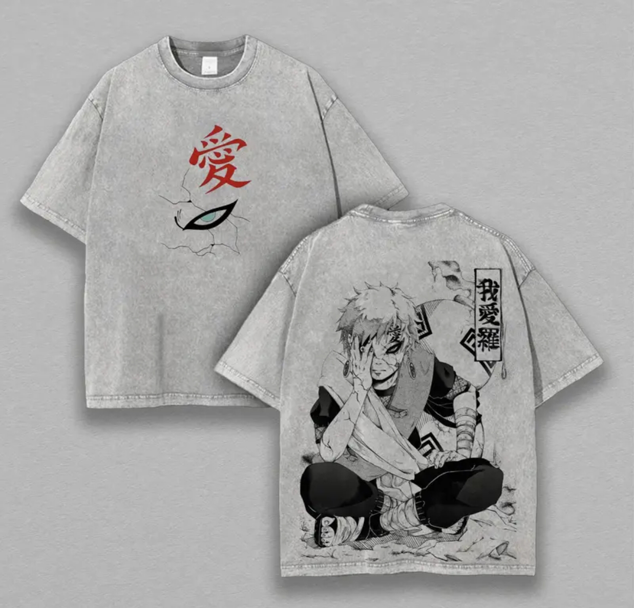Gaara Naruto Printed Unisex Washed T-Shirt