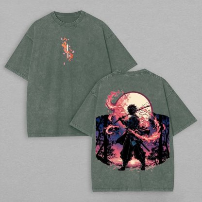 Demon Slayer Printed Unisex Washed T-Shirt