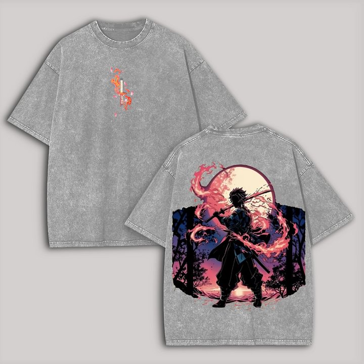 Demon Slayer Printed Unisex Washed T-Shirt