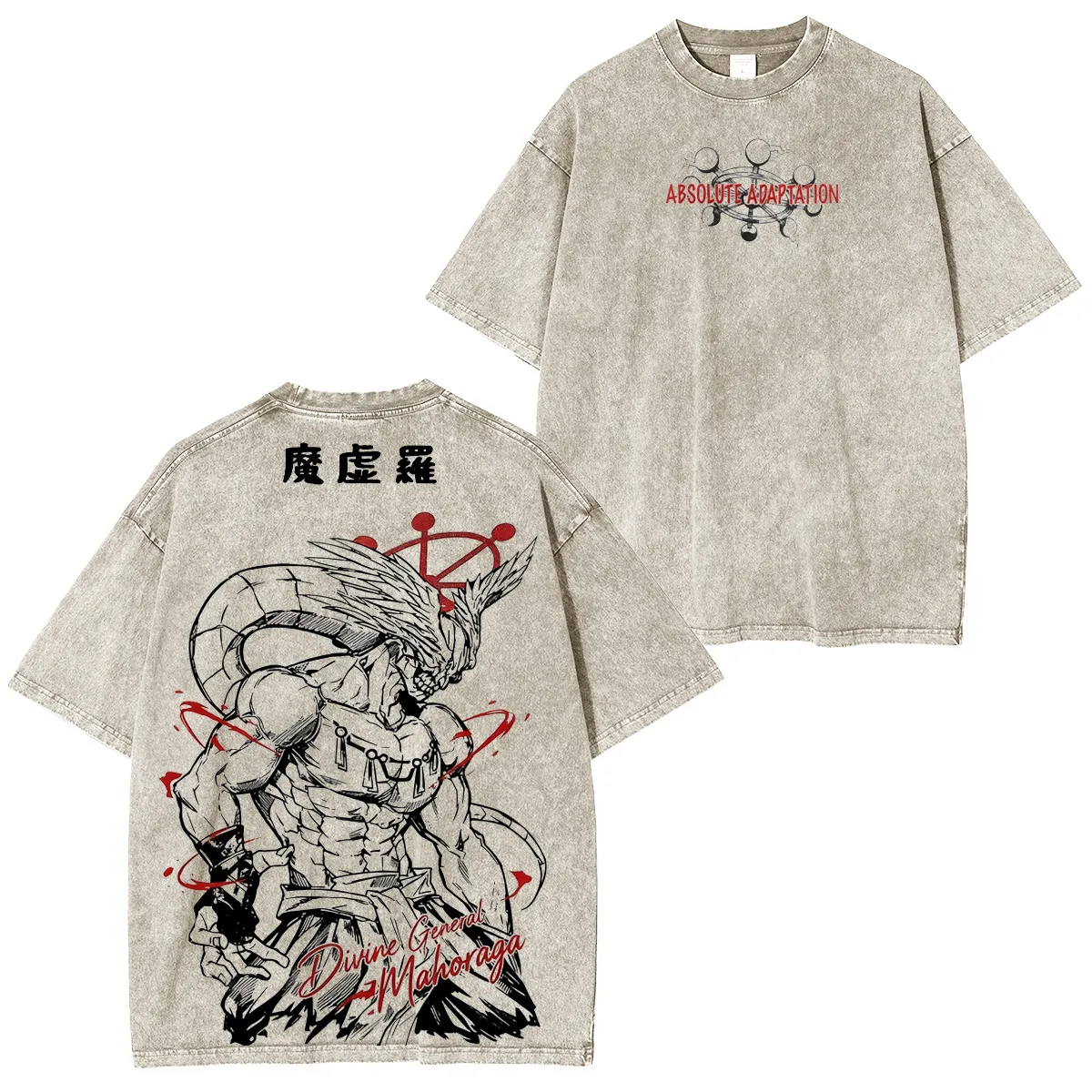 Jujutsu Kaisen Mahoraga Printed Unisex Washed T-Shirt