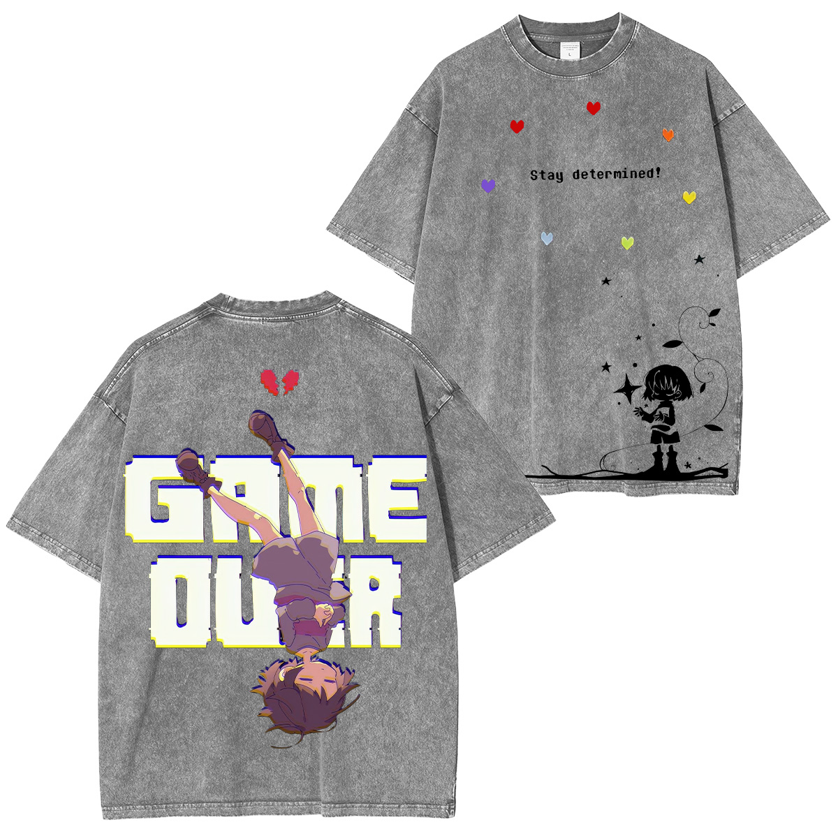 Undertale Frisk Printed Unisex Washed T-Shirt