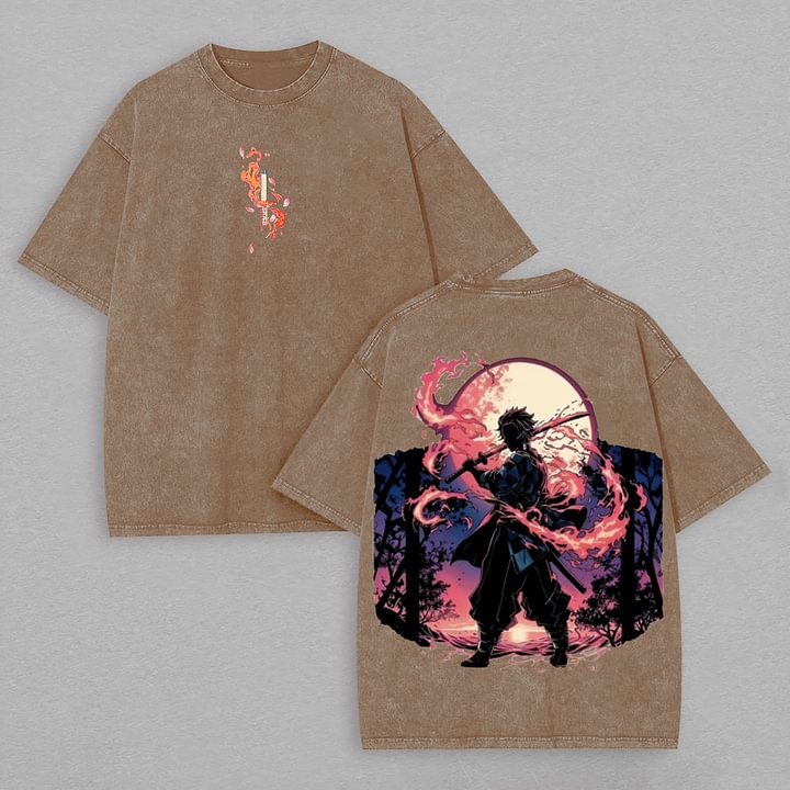 Demon Slayer Printed Unisex Washed T-Shirt