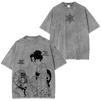 Demon Slayer Akaza & koyuki-Unisex Washed T-Shirt