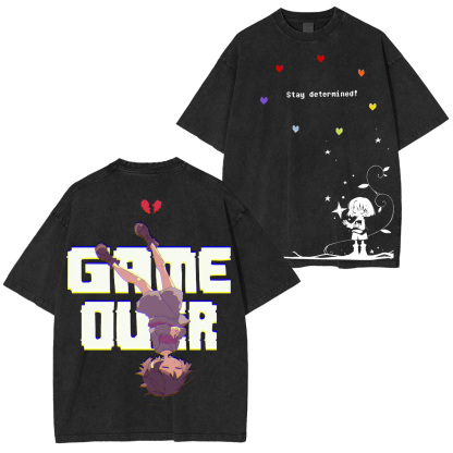 Undertale Frisk Printed Unisex Washed T-Shirt